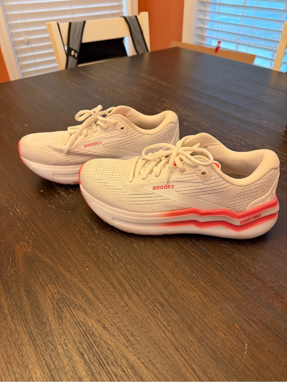 Brooks Women's White and Orange Running Sneakers-Ghost Max 2 - Picture 2 of 7